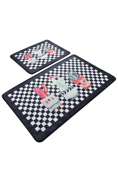 Mijölnir Black Happy House Juego de alfombras de baño Multicolor, 2 piezas